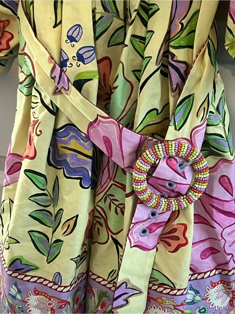 FARM Rio Yellow Floral Insects Puff Sleeve Belted Mini Dress Size S NWT - Picture 5 of 11